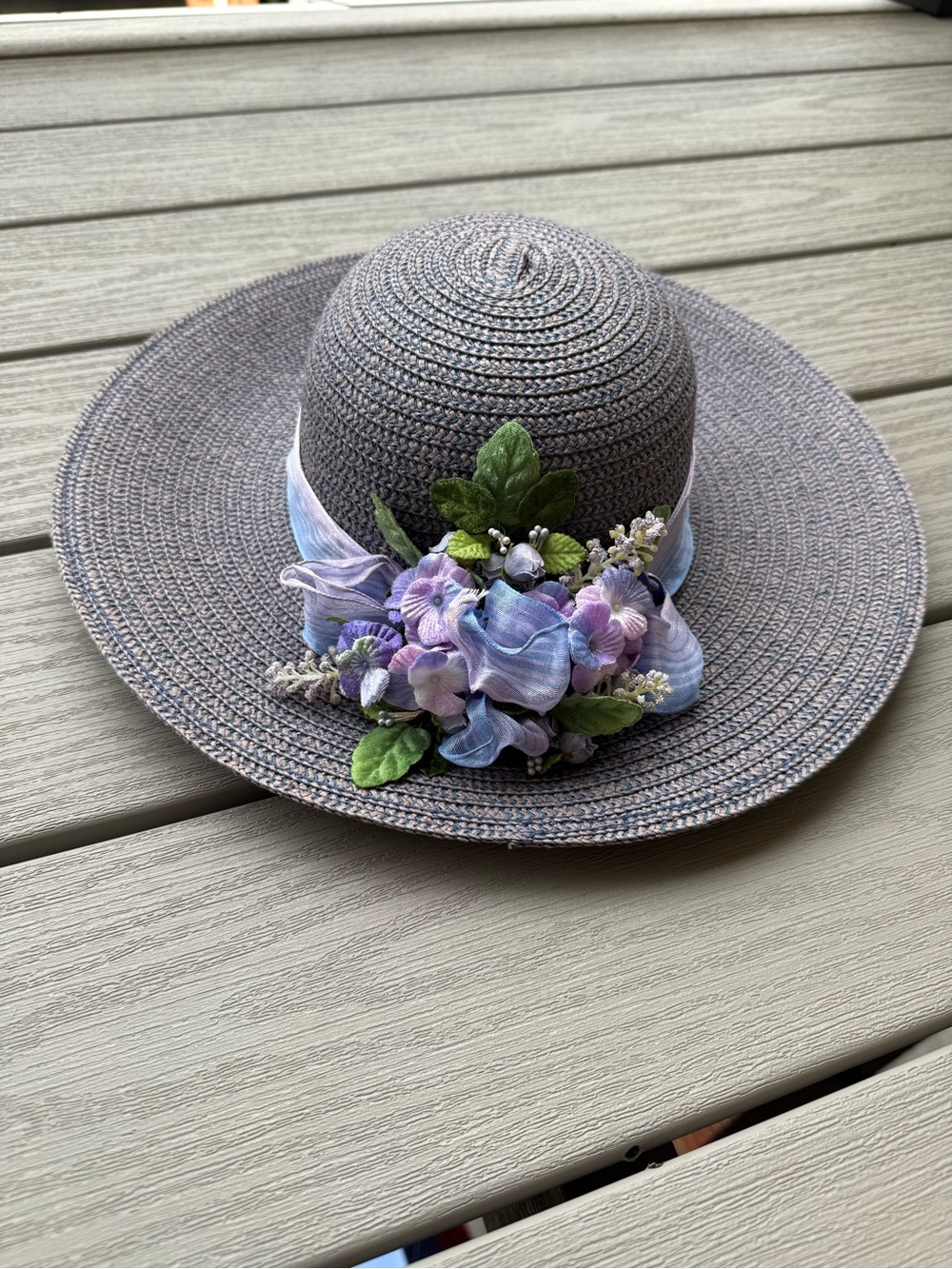 Lavender Floral Wide Brim Sun Hat Cottagecore Garden Tea Party One Size